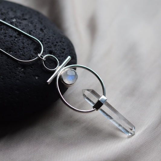 Alora Necklace with Moonstone and Clear Quartz