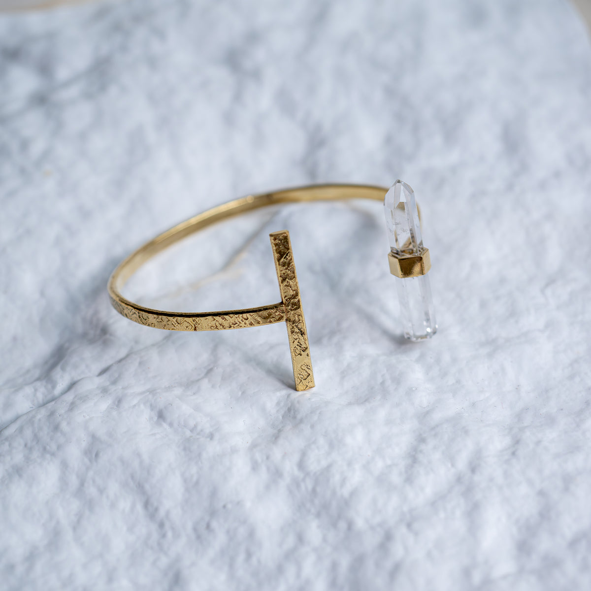 Citlali Opened Cuff with Clear Quartz