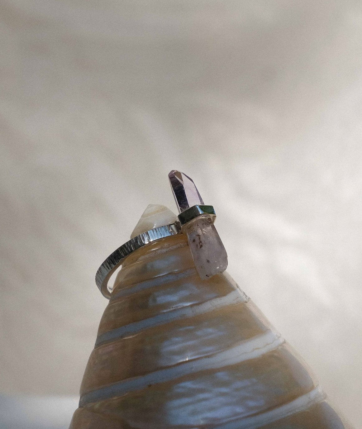 Citlali Ring with Raw Amethyst Quartz