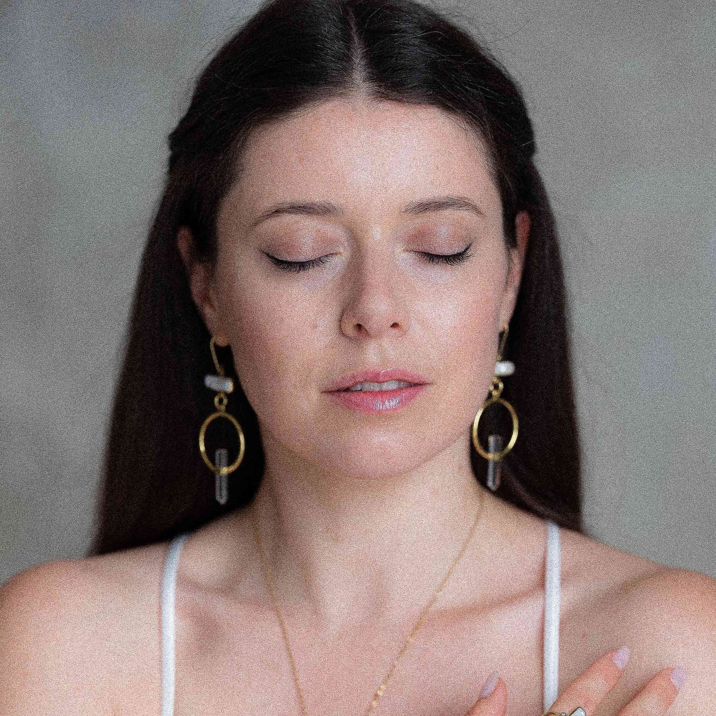 Citlali Earrings with Clear Quartz and Pearl