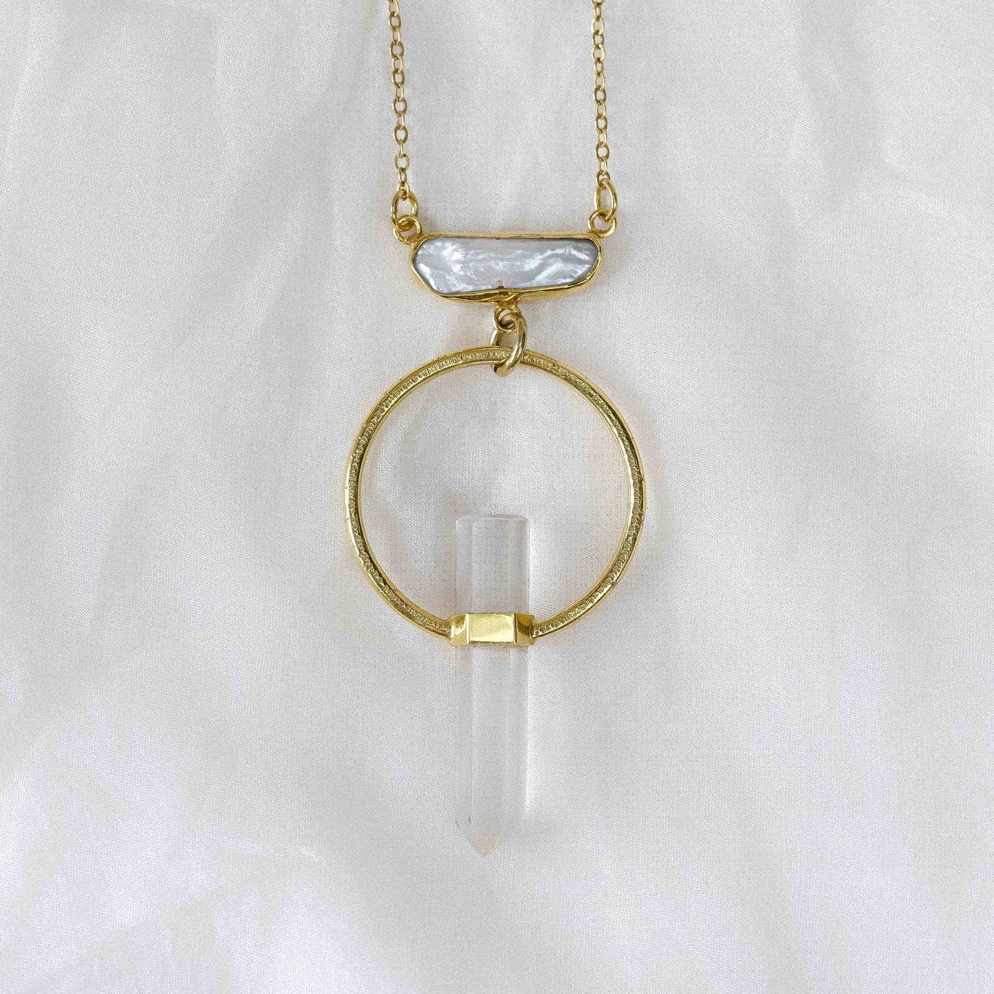 Citlali Necklace with Clear Quartz and Pearl