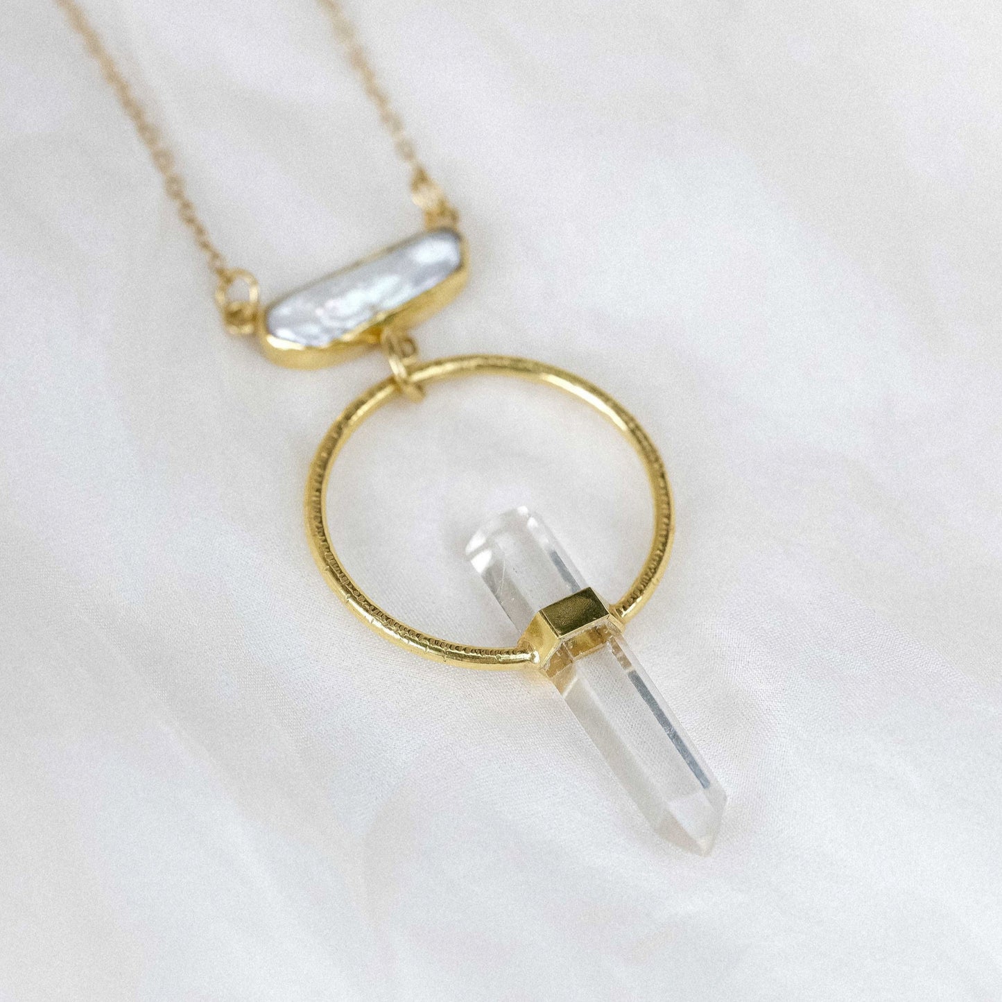 Citlali Necklace with Clear Quartz and Pearl