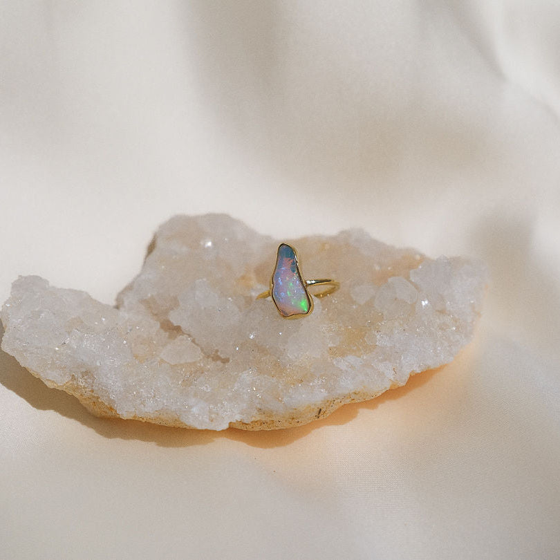Lunafea Ring with Raw Opal