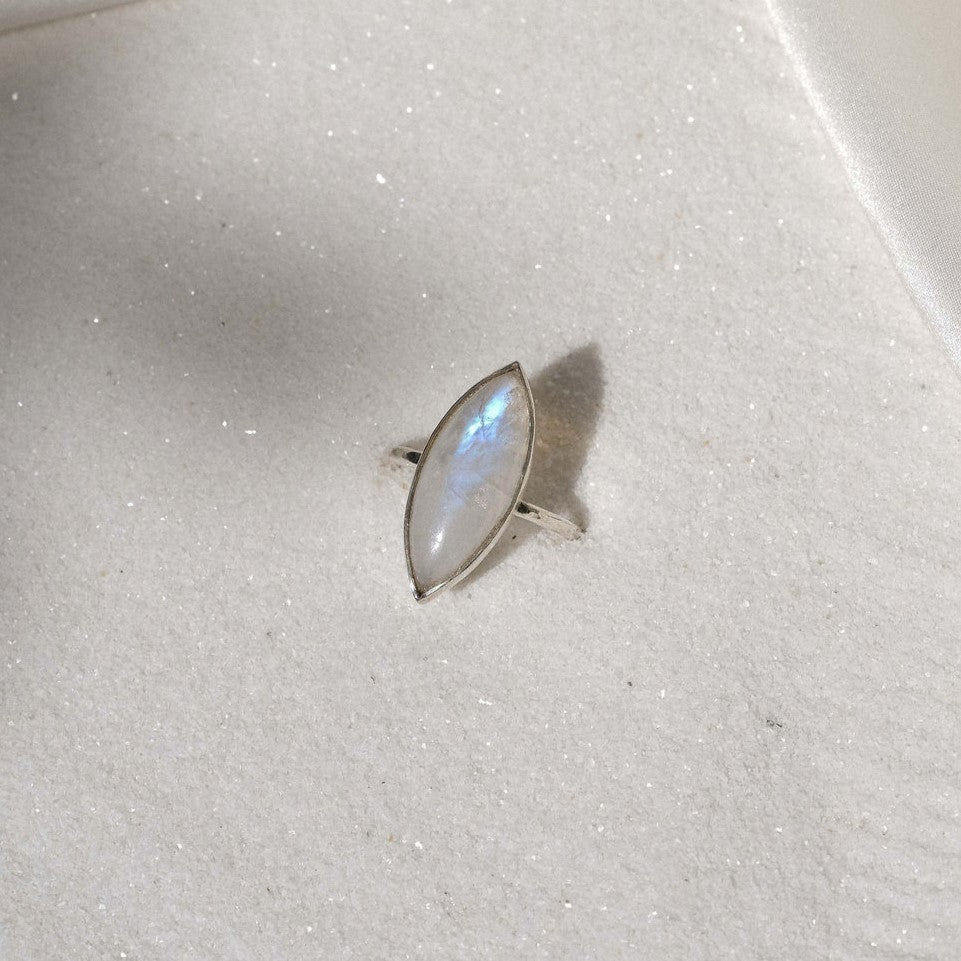 Ring with Rainbow Moonstone