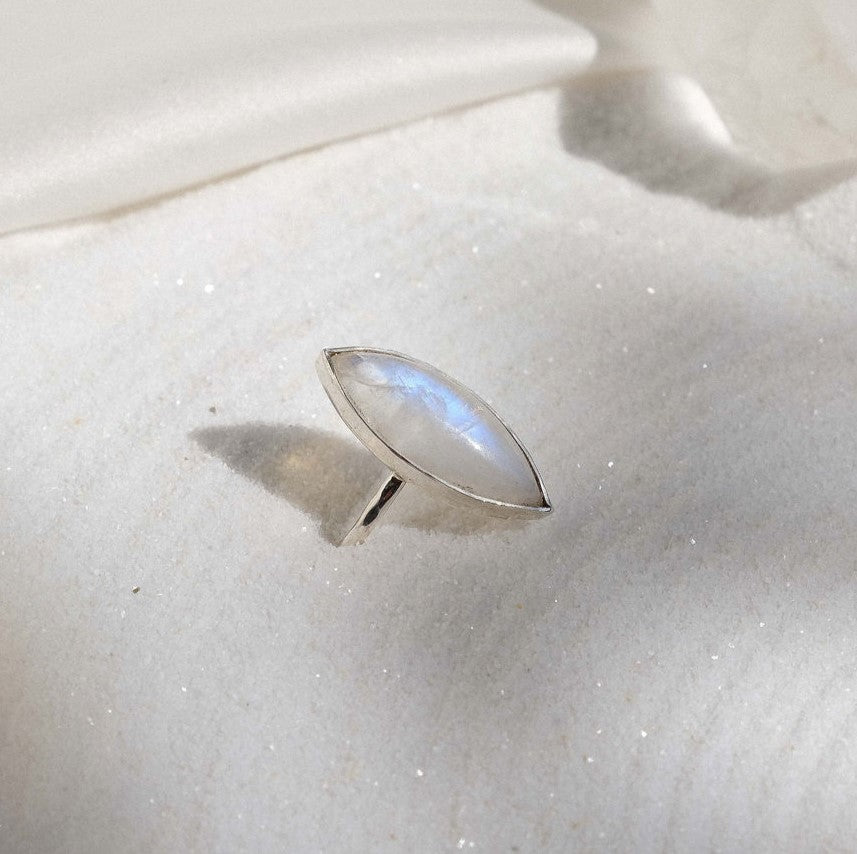 Ring with Rainbow Moonstone