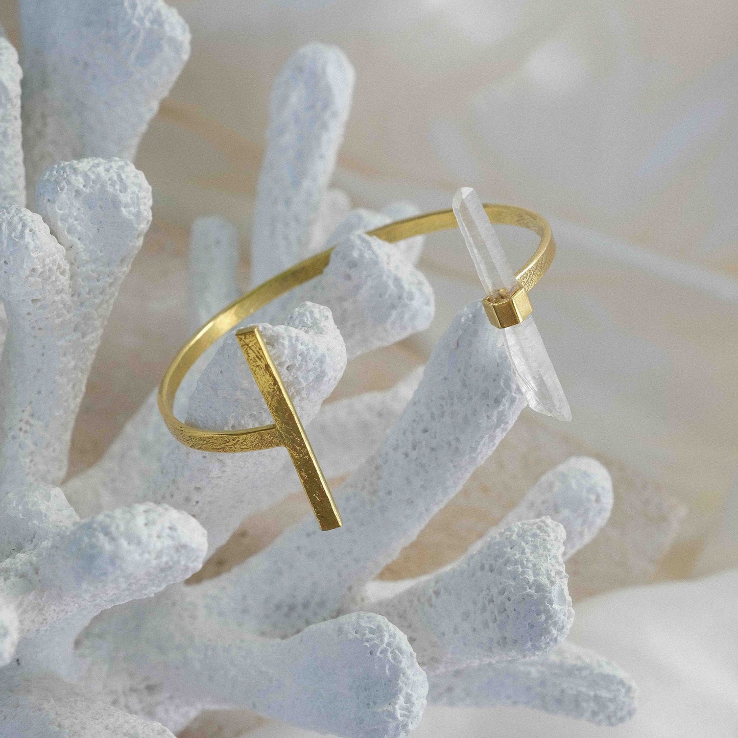 Citlali Opened Cuff with Raw Clear Quartz