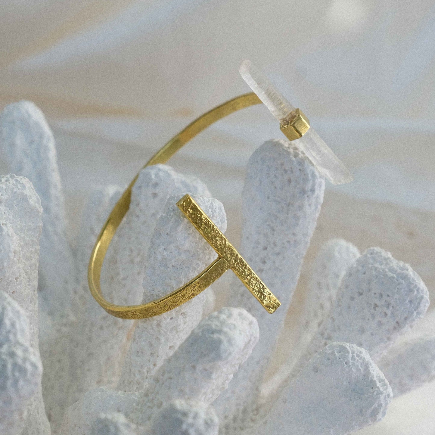 Citlali Opened Cuff with Raw Clear Quartz