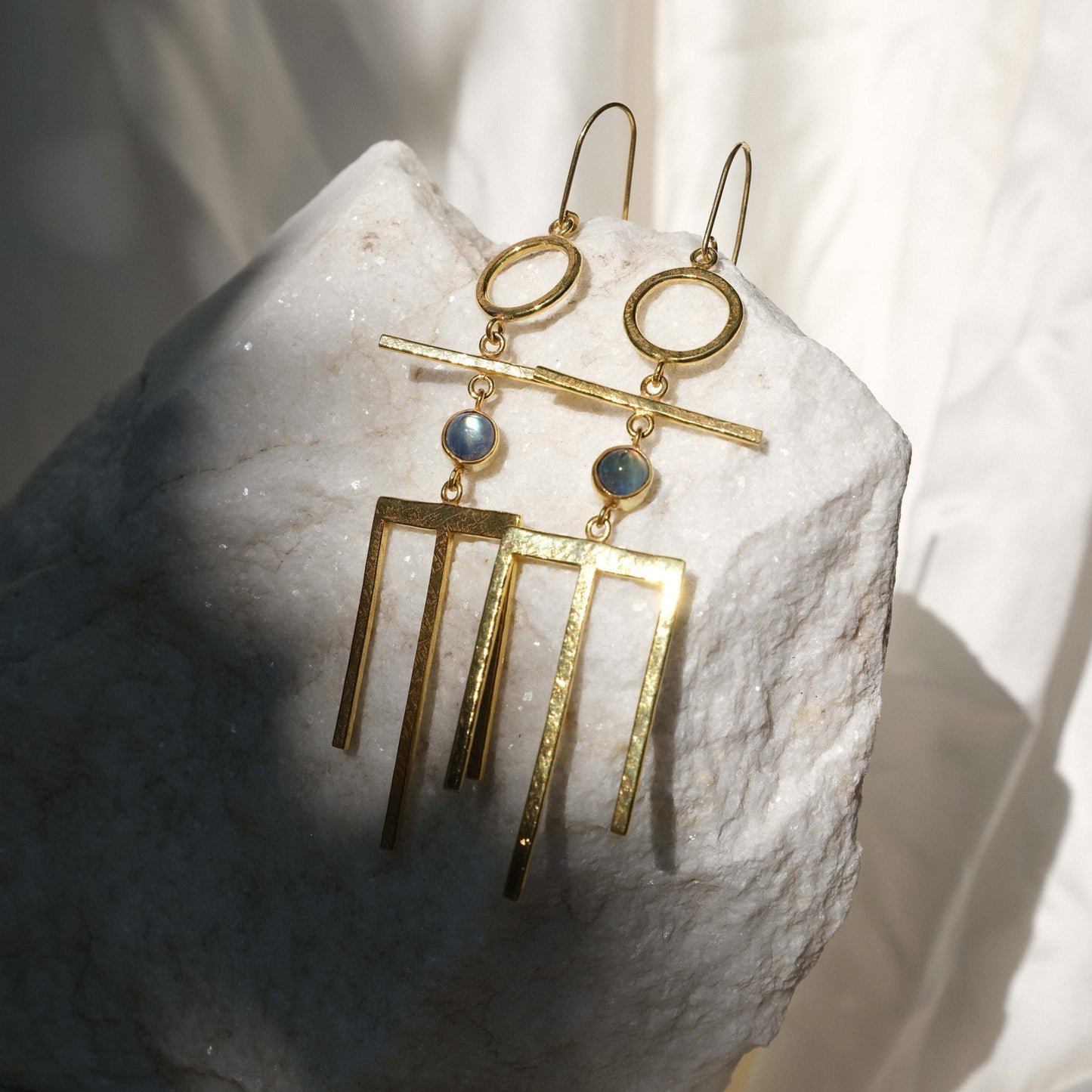 Hetaira Earrings with Rainbow Moonstone