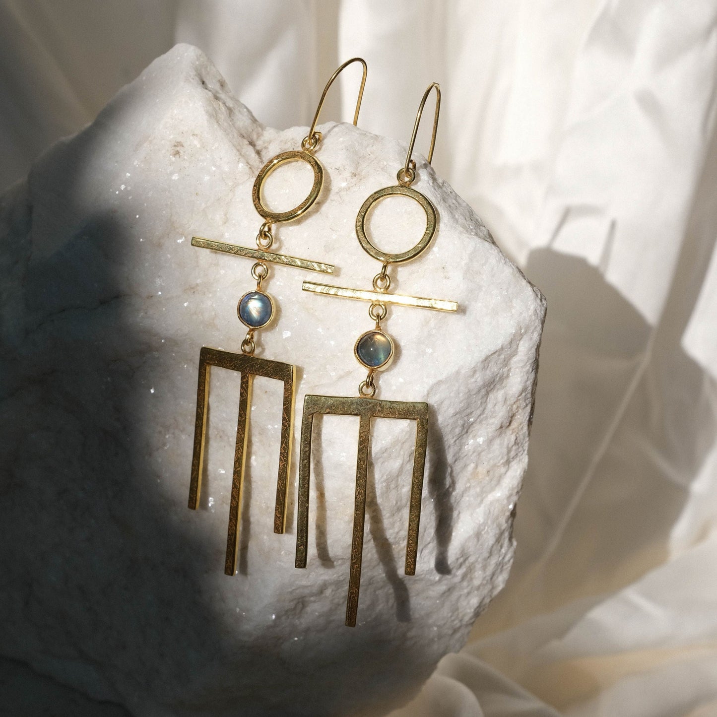 Hetaira Earrings with Rainbow Moonstone