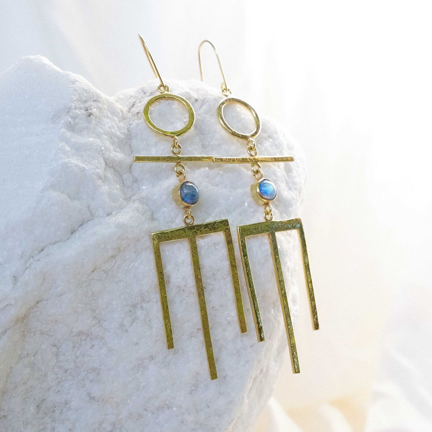 Hetaira Earrings with Rainbow Moonstone