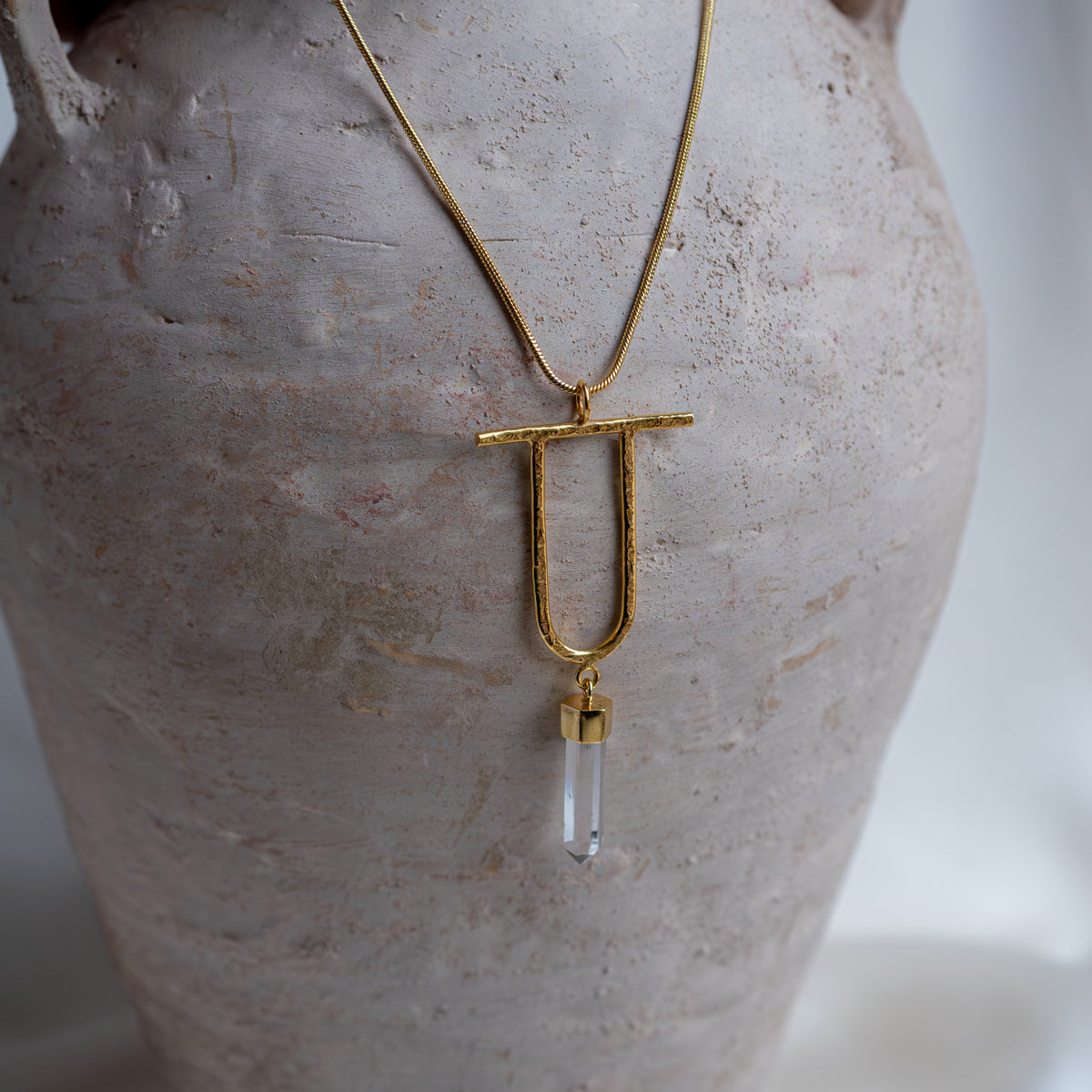 Elysia Necklace with Raw Clear Quartz