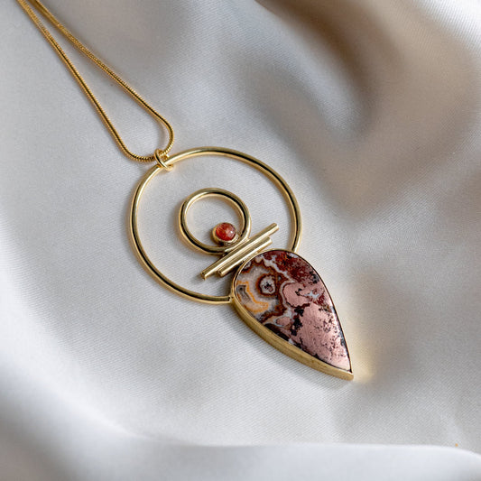 Indah-Ava Necklace with Copper Dolomite and Sunstone