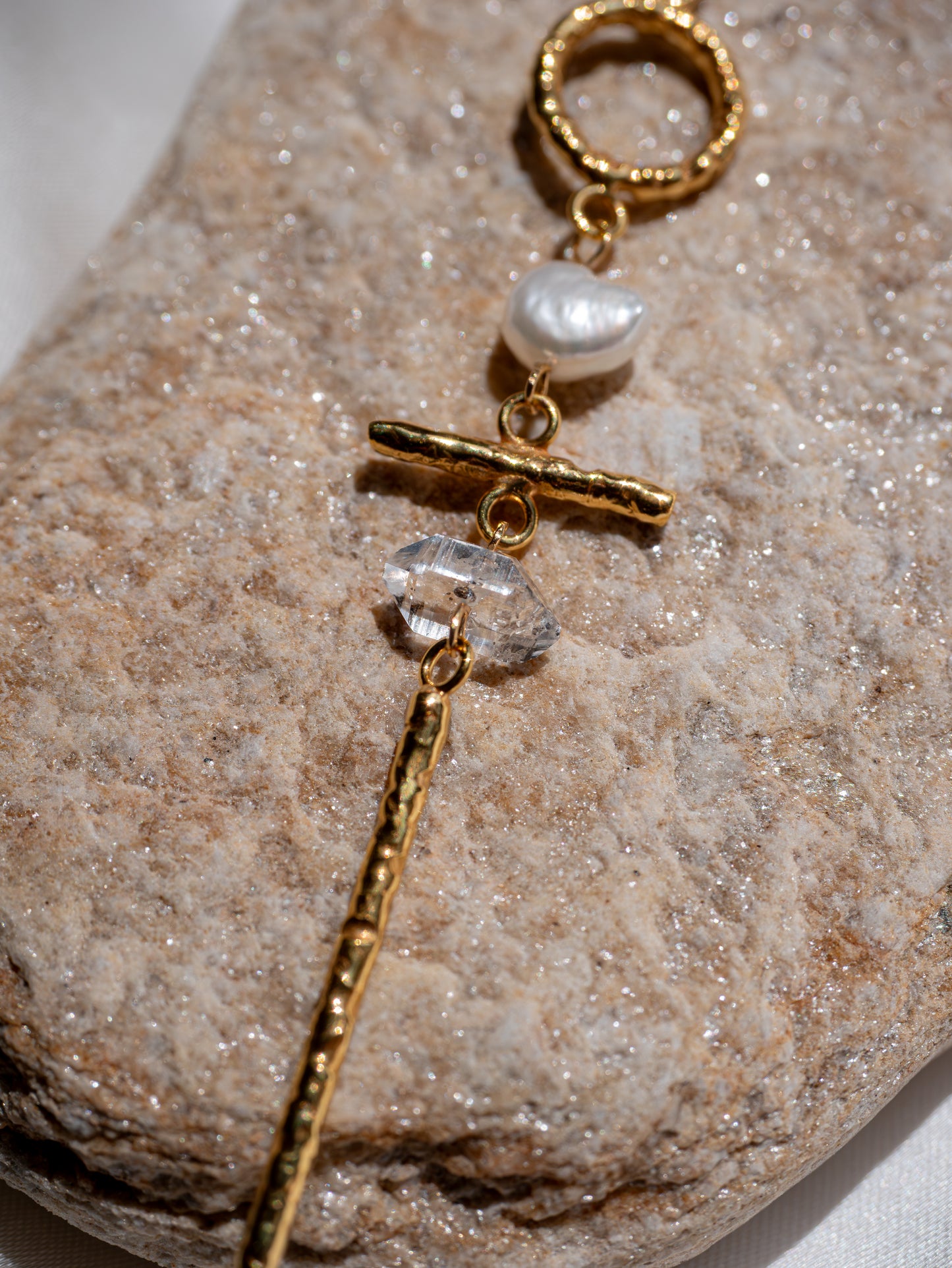 Necklace with Herkimer Diamond and Pearl