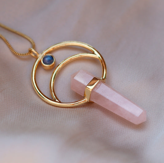 Necklace with Rosenquartz and Moonstone