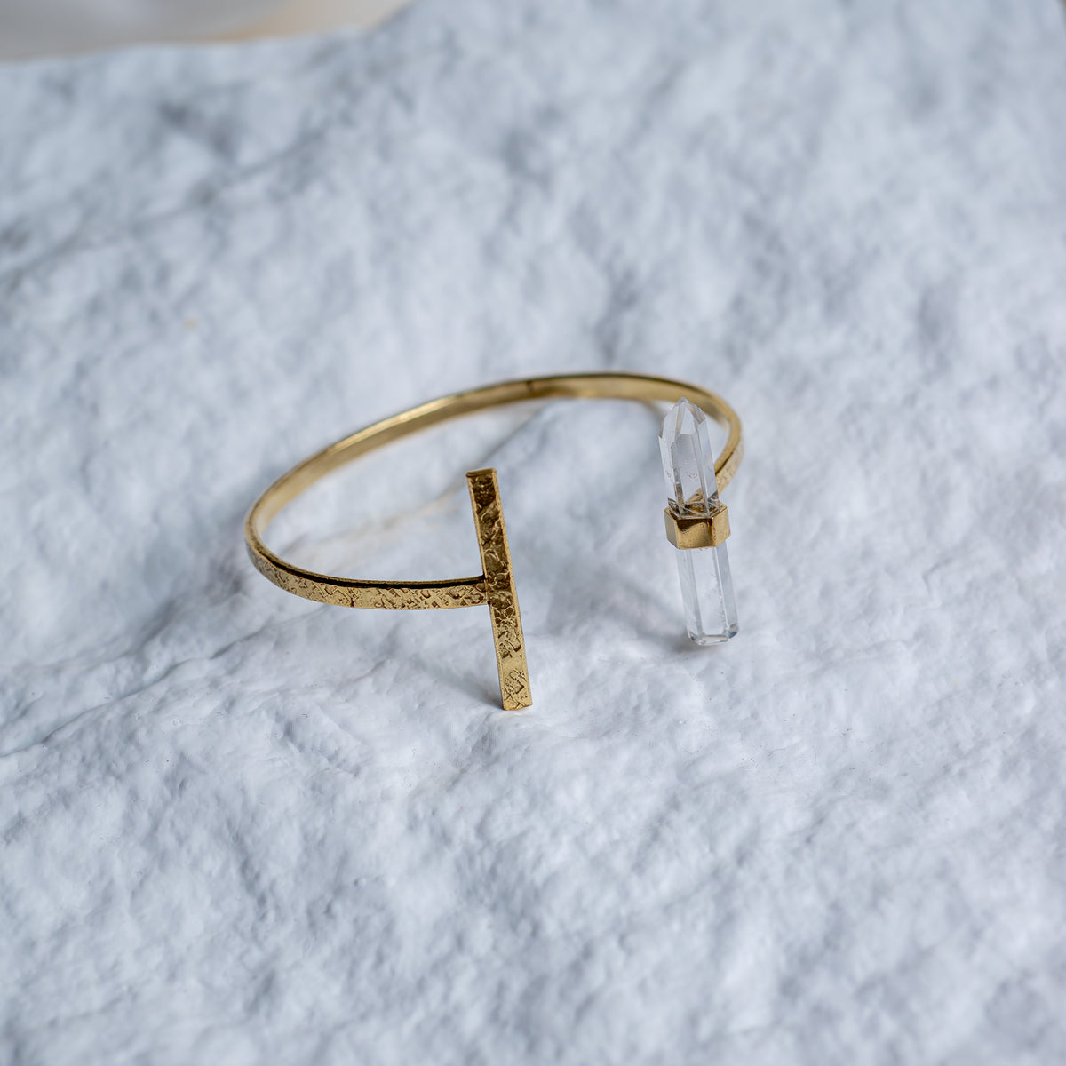 Citlali Opened Cuff with Clear Quartz