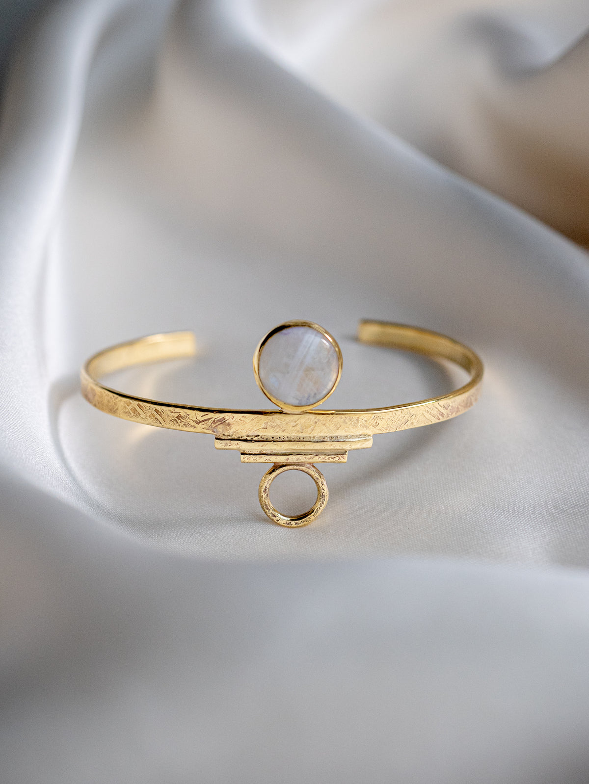 Indah Cuff with Rainbow Moonstone