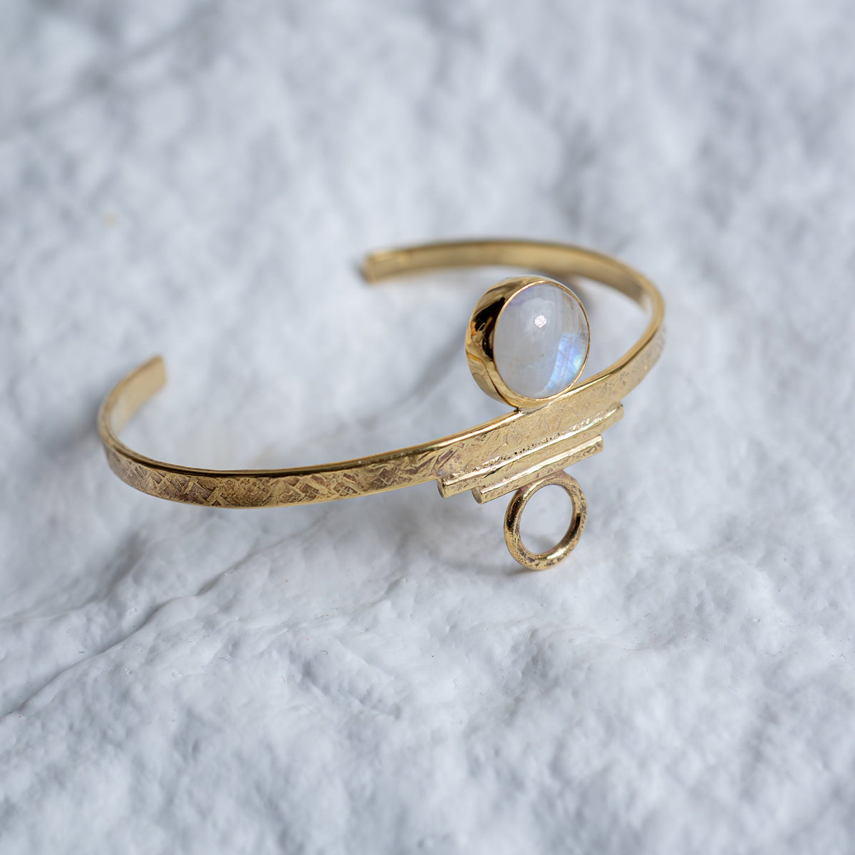 Indah Cuff with Rainbow Moonstone
