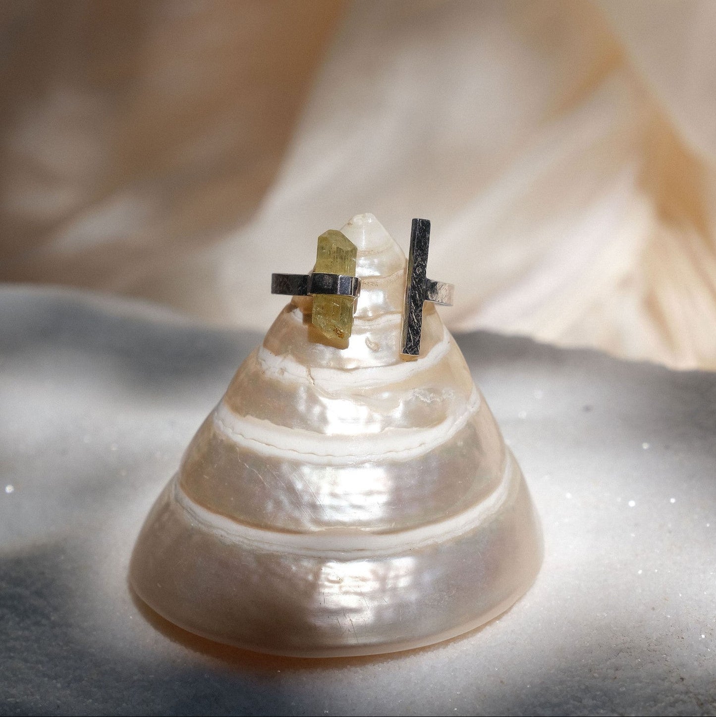 Citlali Opened Ring with Green Apatite