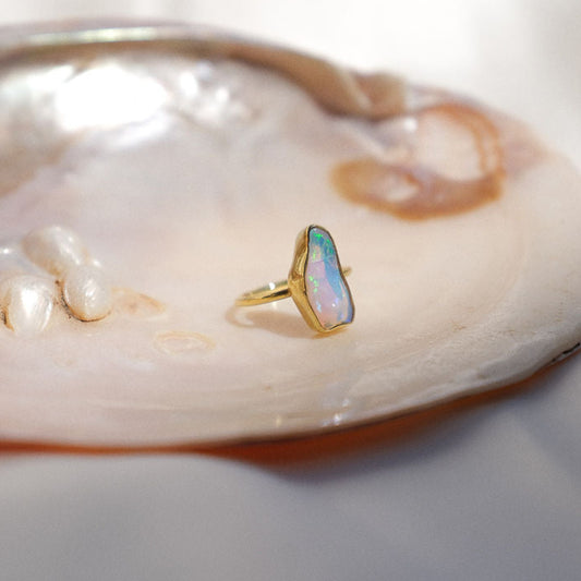 Lunafea Ring with Raw Opal