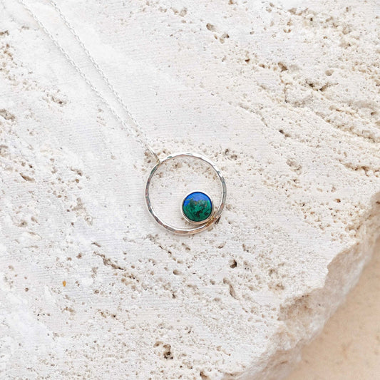 Lunafea Necklace with Malachite-Azurite