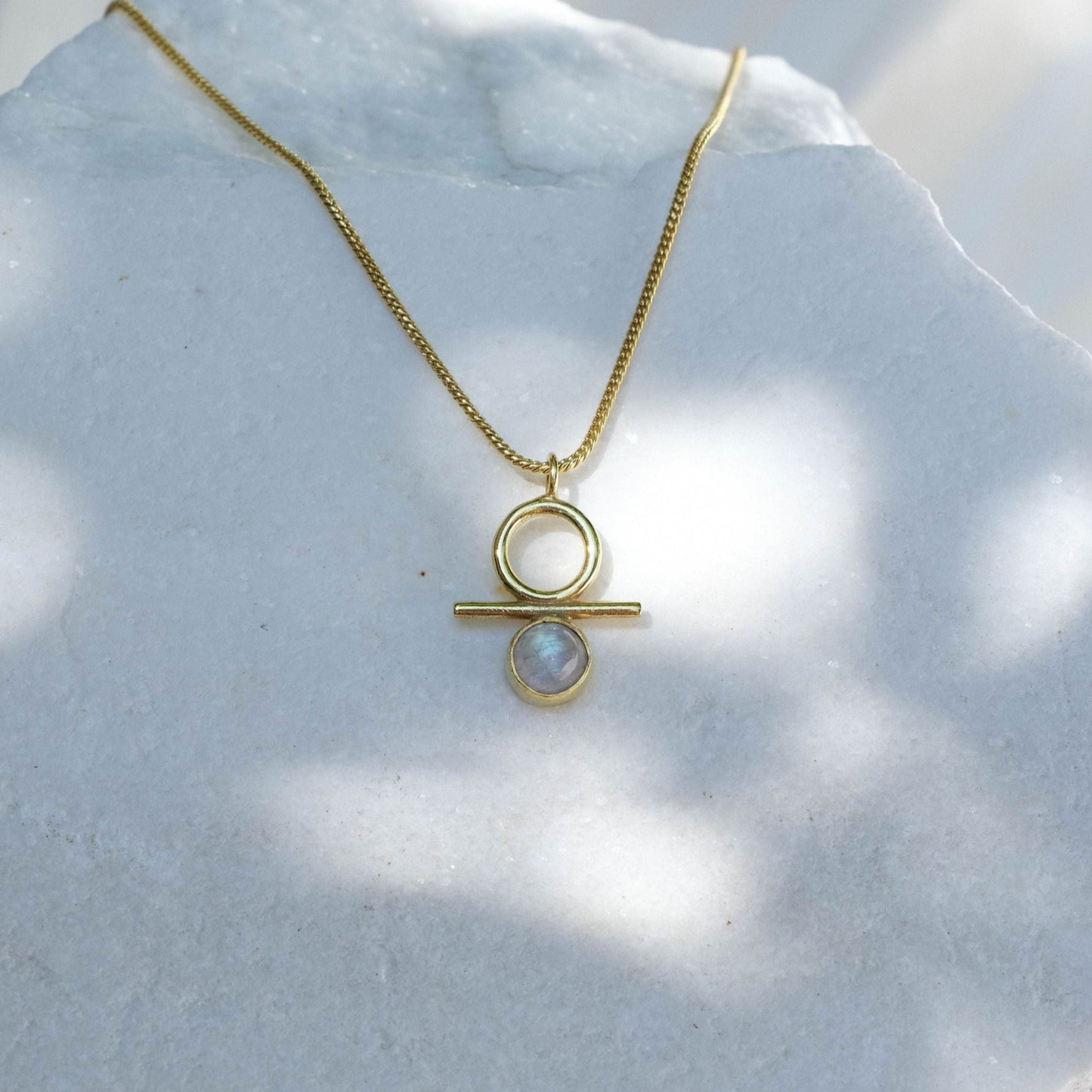 Isa Necklace with Rainbow Moonstone