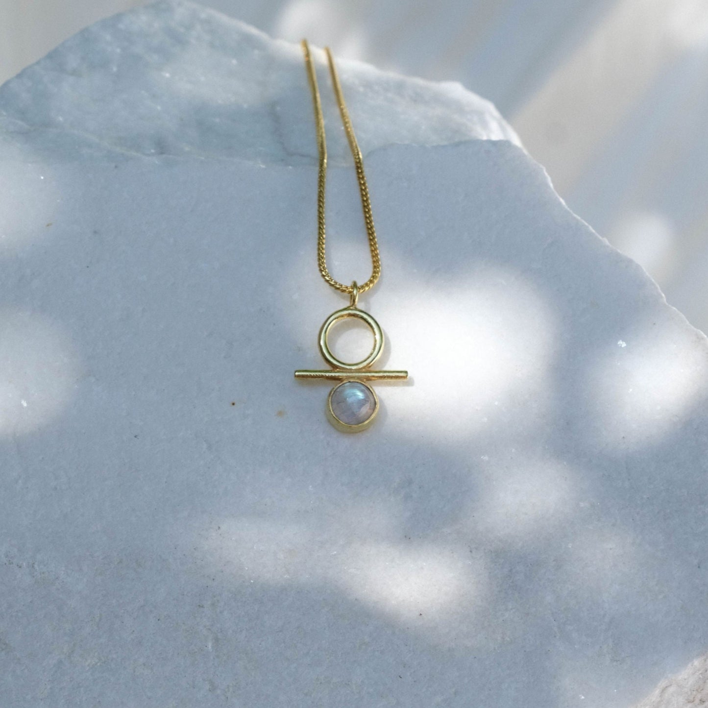 Isa Necklace with Rainbow Moonstone