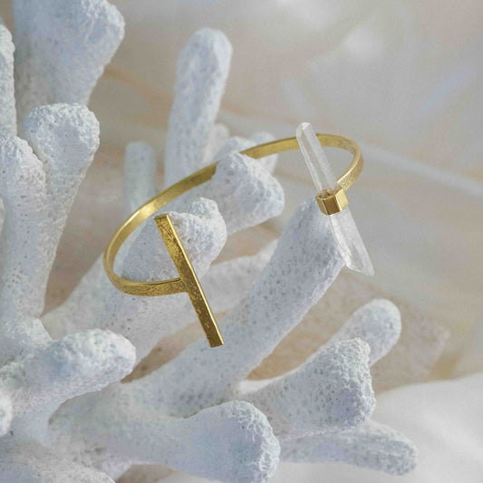 Citlali Opened Cuff with Raw Clear Quartz