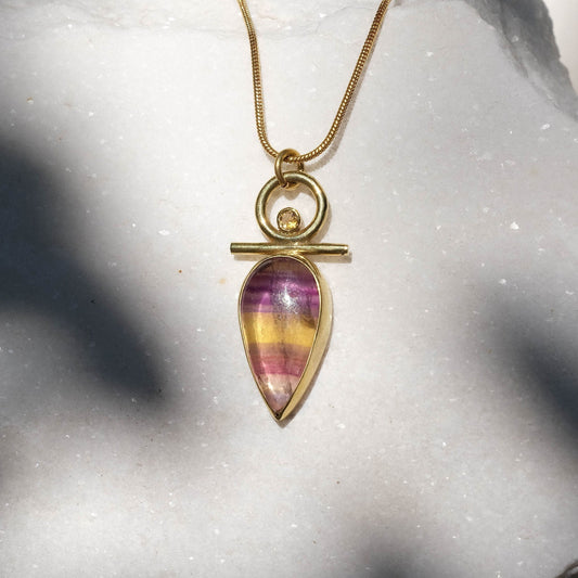 Isa Necklace with Fluorite and Citrine