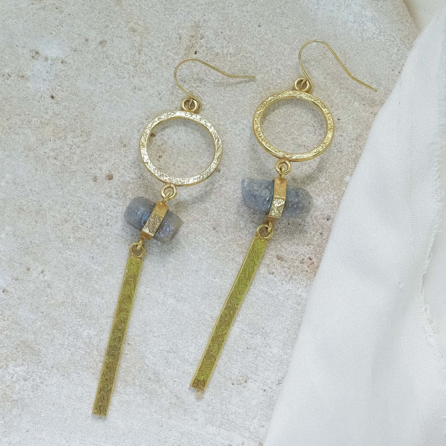 Ishta Earrings with Raw Sapphire