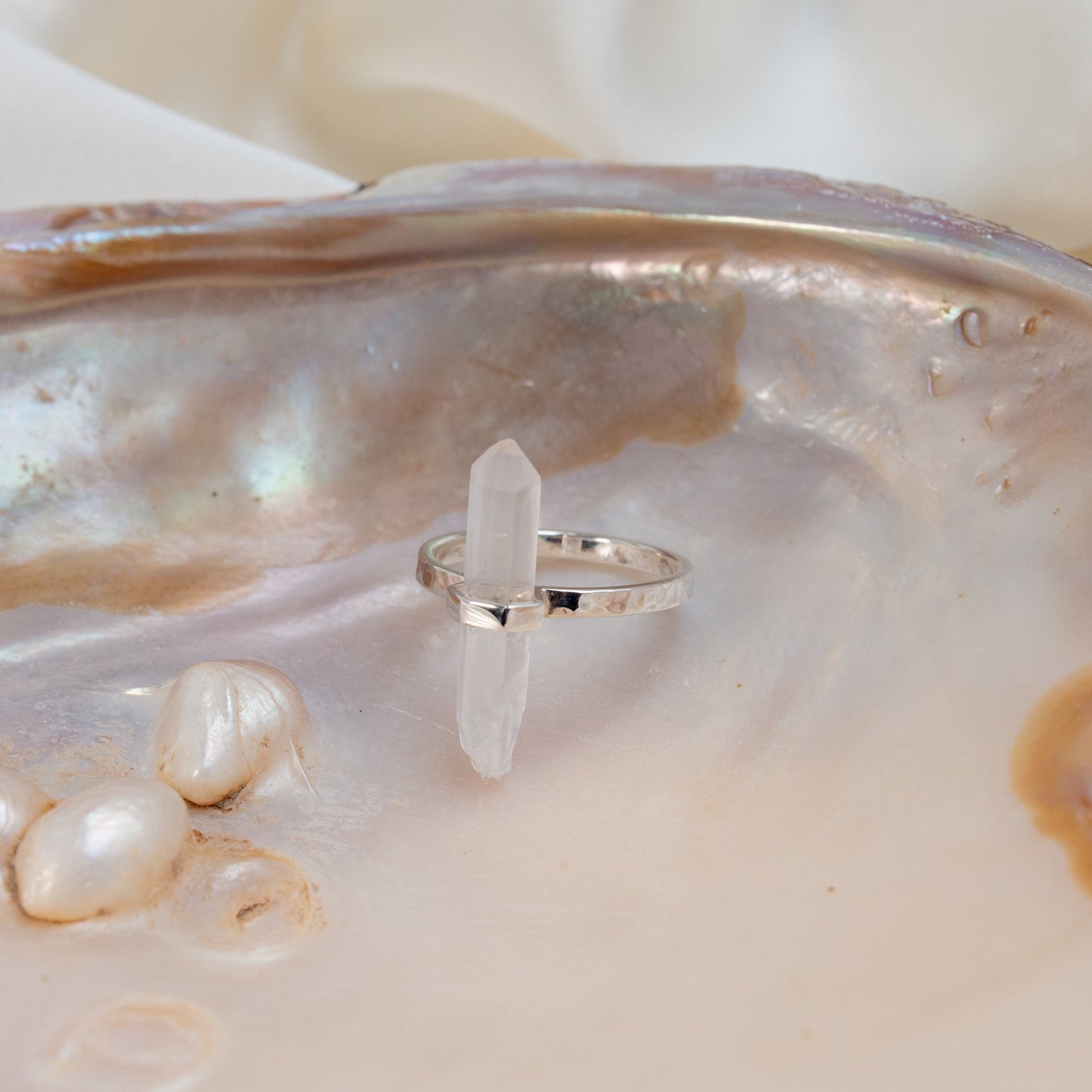 Citlali Gyűrű Nyers Hegyikristállyal