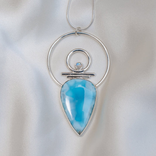 Indah-Ava Necklace with Larimar and Moonstone