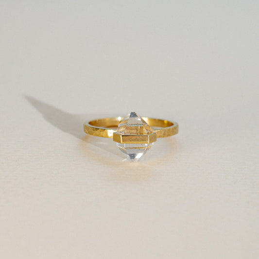 Citlali Textured Ring with Herkimer Diamond