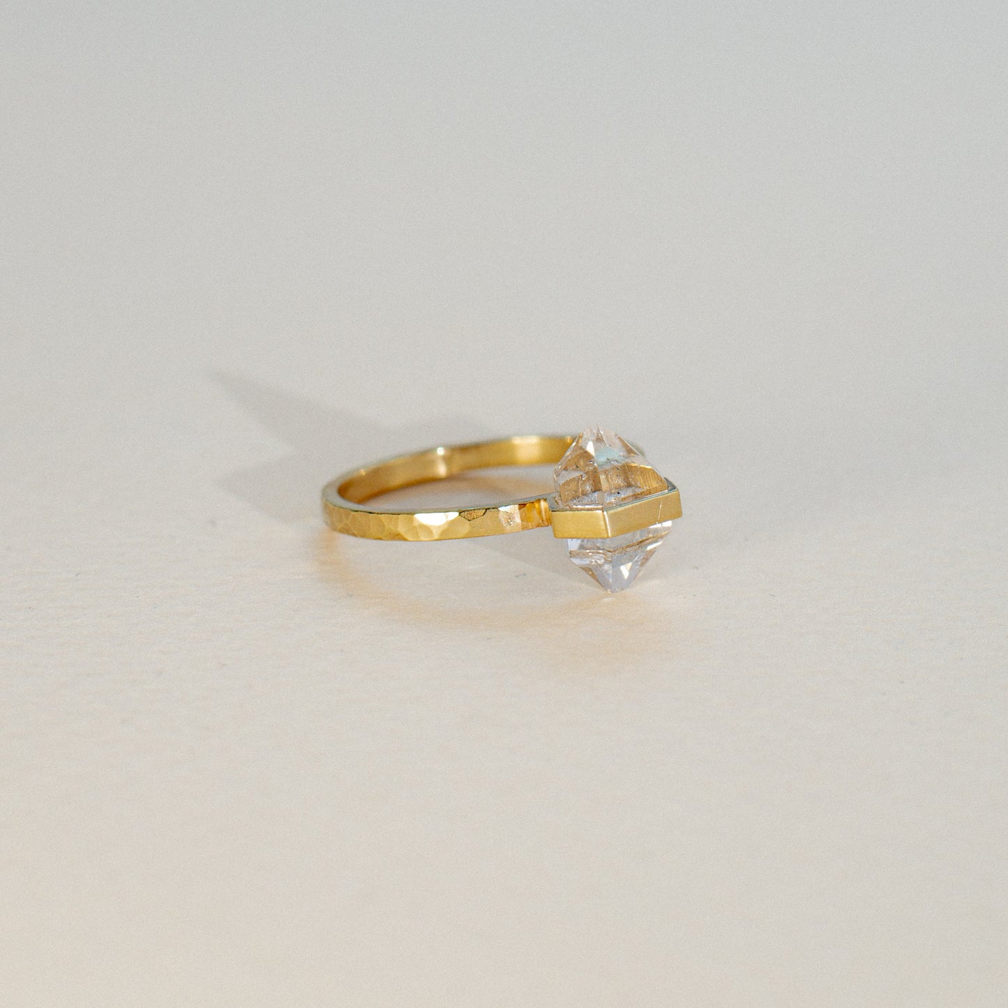 Citlali Textured Ring with Herkimer Diamond