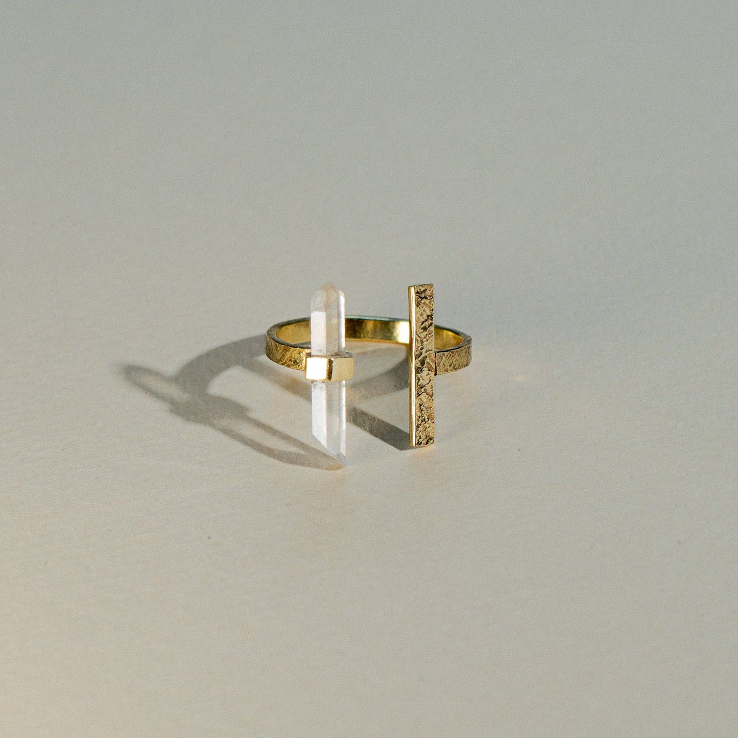 Citlali Opened Ring with Raw Clear Quartz