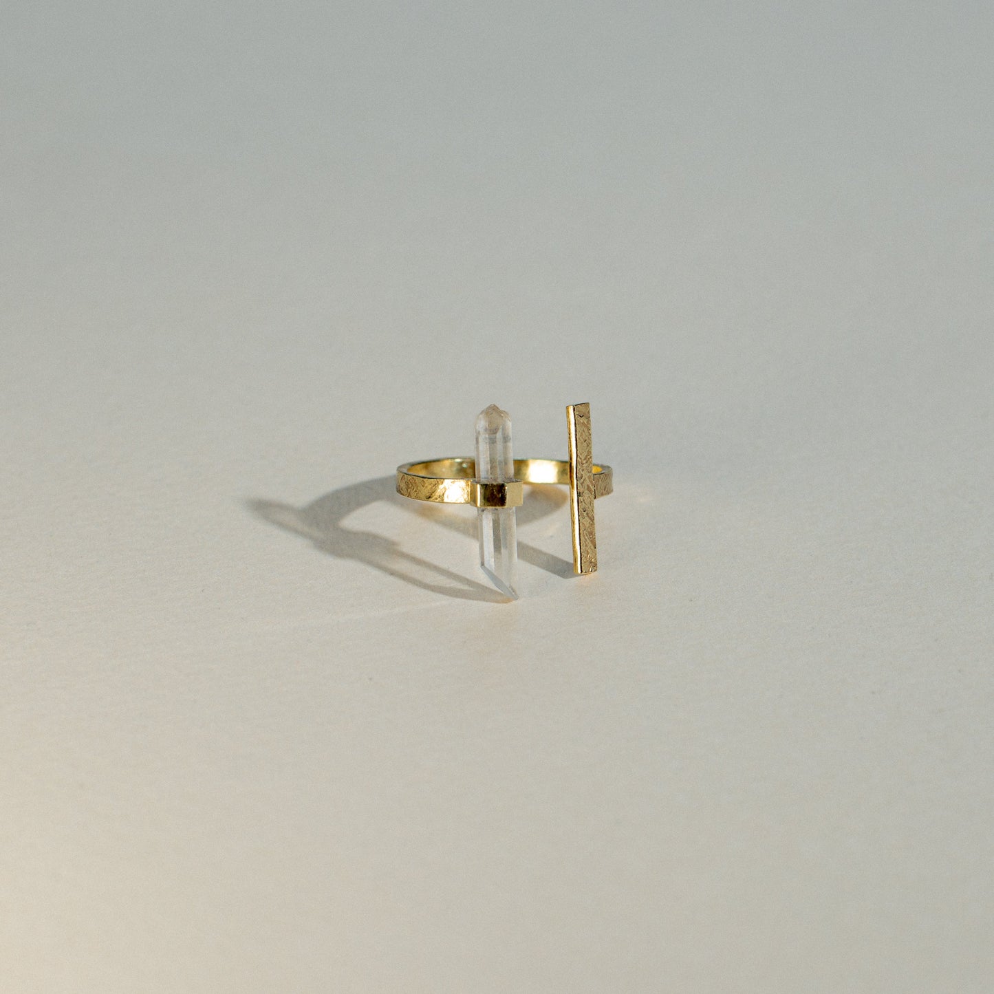 Citlali Opened Ring with Raw Clear Quartz