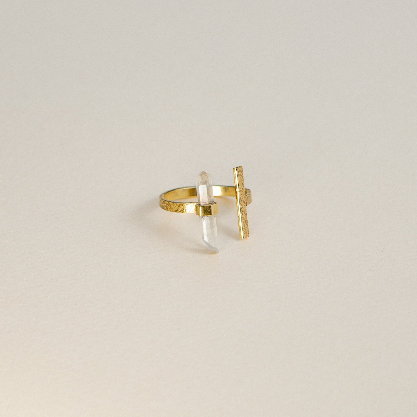 Citlali Opened Ring with Raw Clear Quartz
