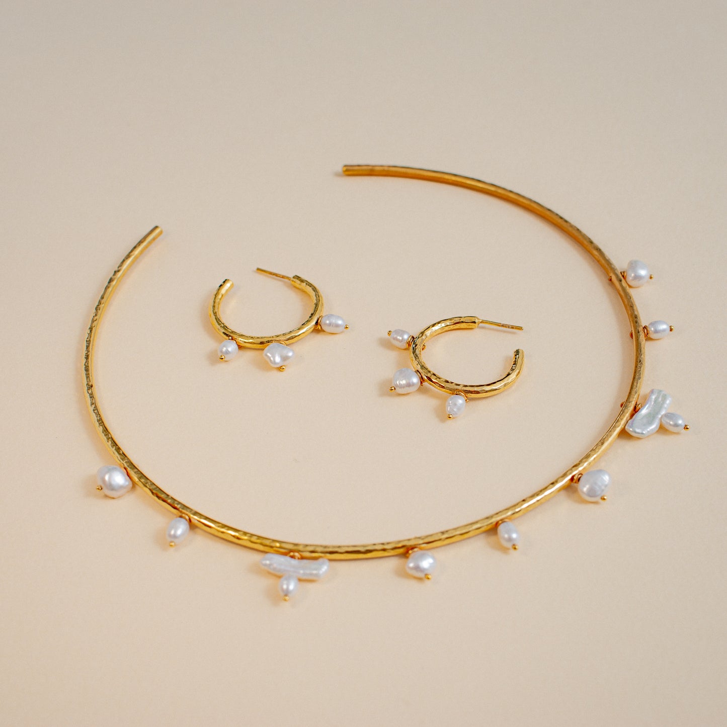 Ajja Textured Earrings with Pearl