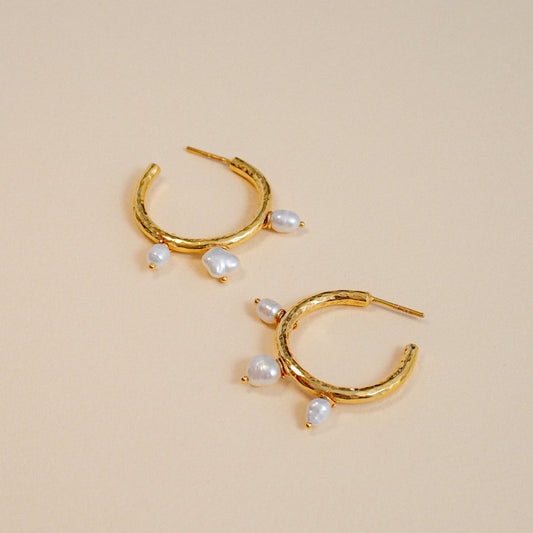 Ajja Textured Earrings with Pearl