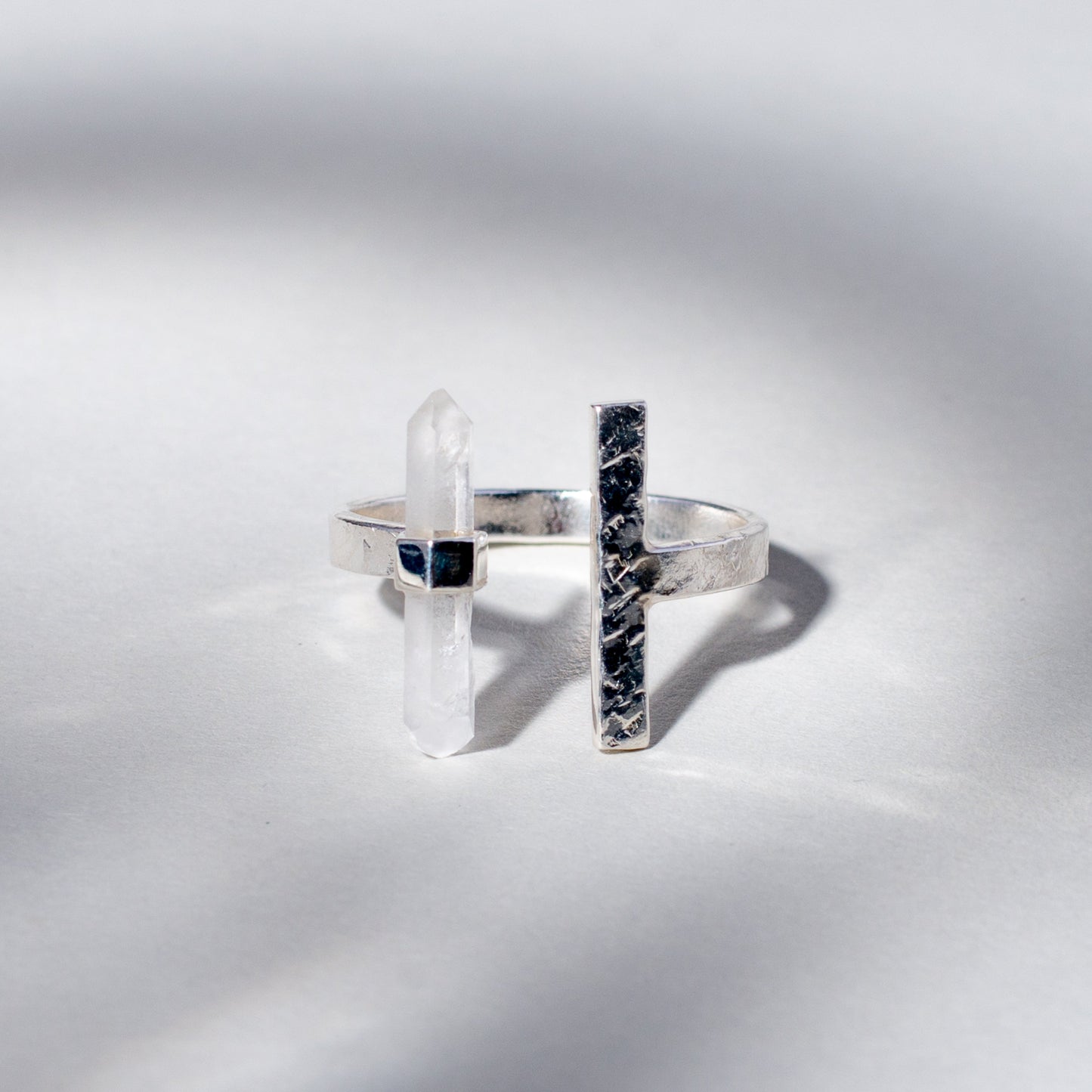 Citlali Opened Ring with Raw Clear Quartz