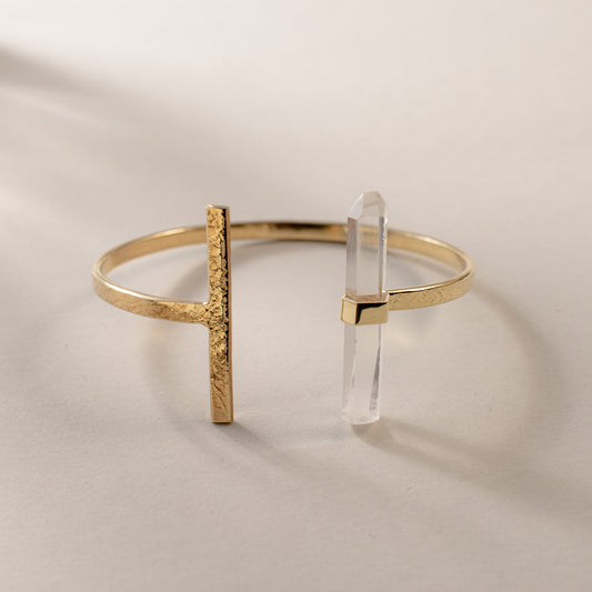 Citlali Opened Cuff with Clear Quartz