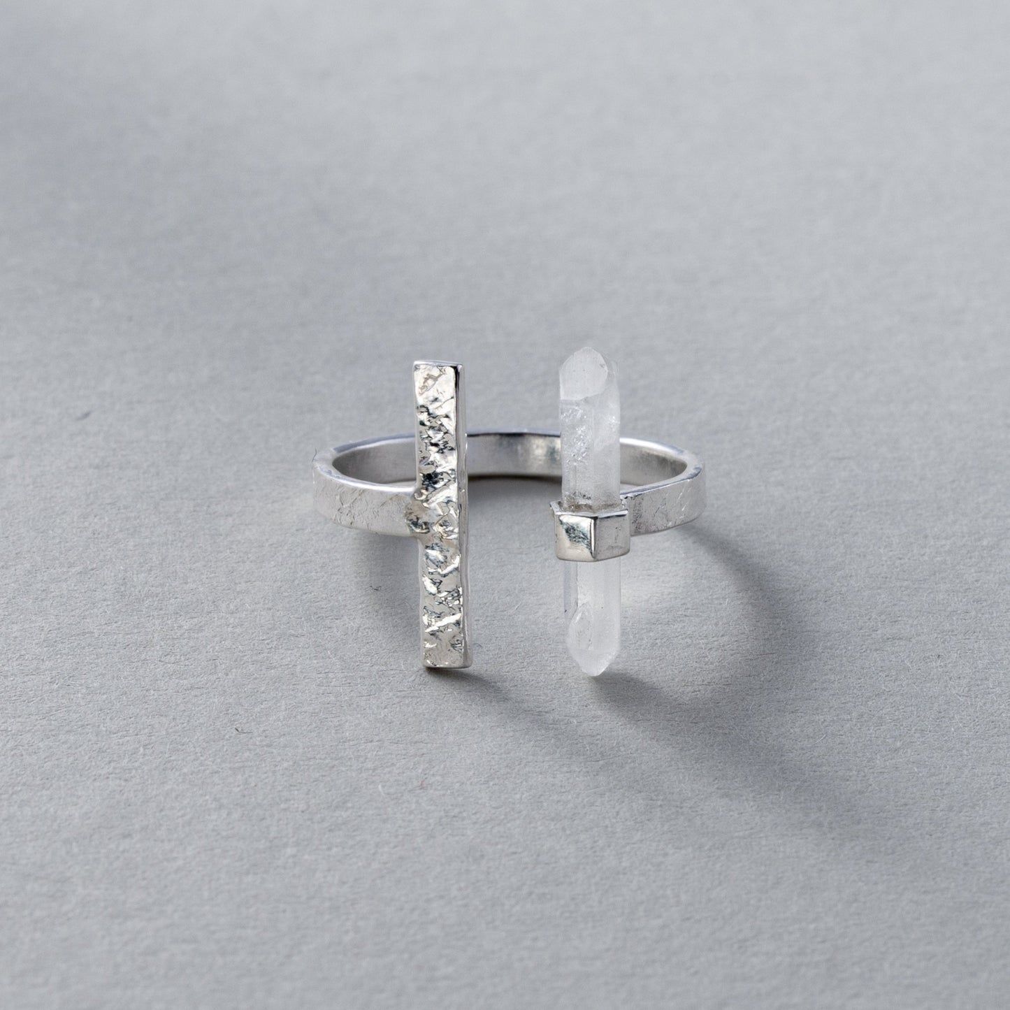 Citlali Opened Ring with Raw Clear Quartz