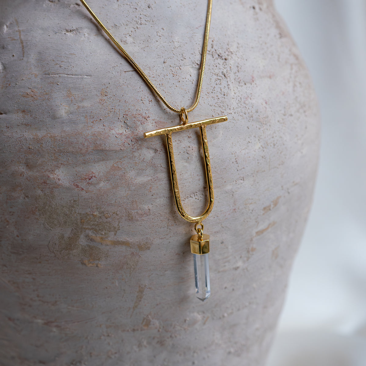 Elysia Necklace with Raw Clear Quartz