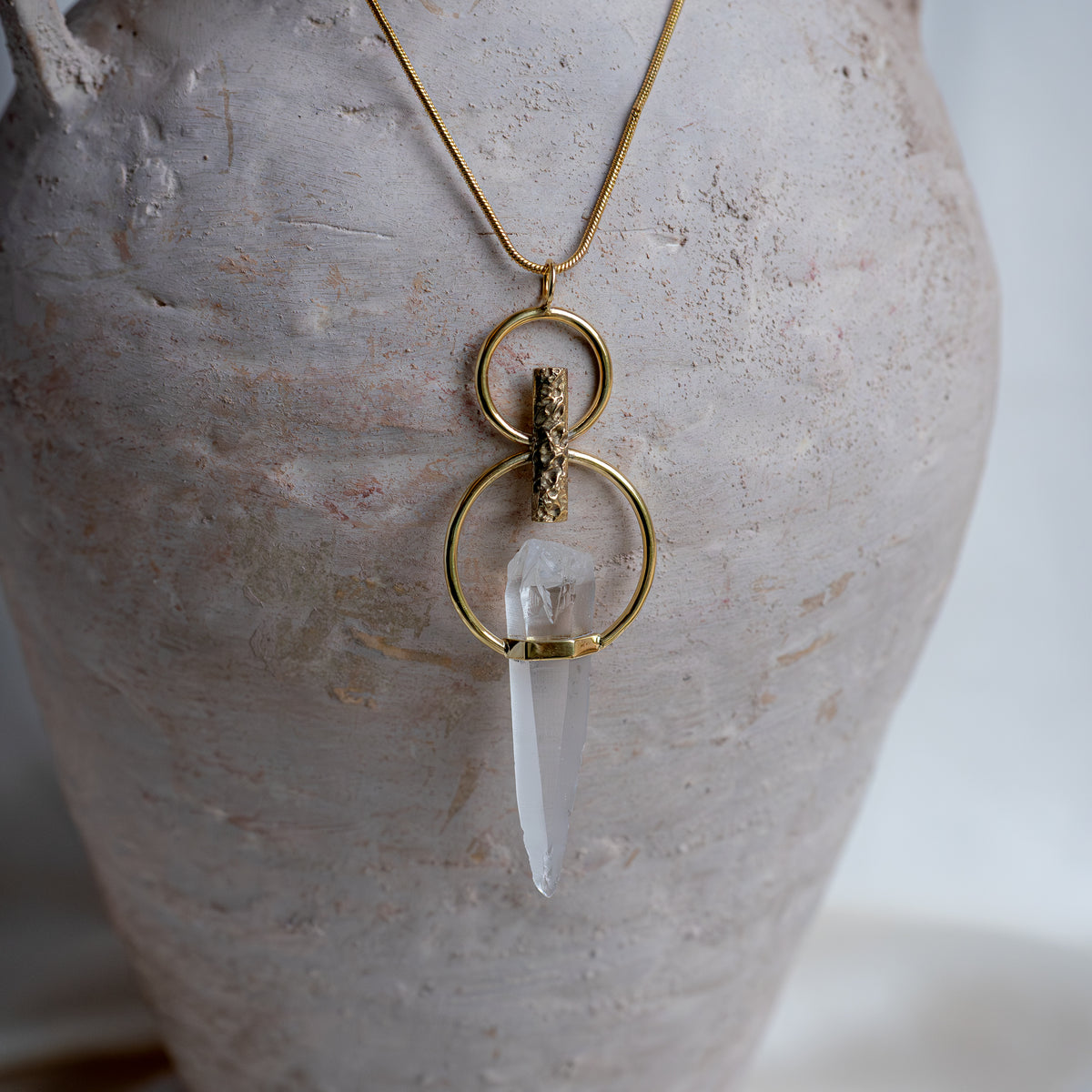 Necklace with Raw Laser Quartz