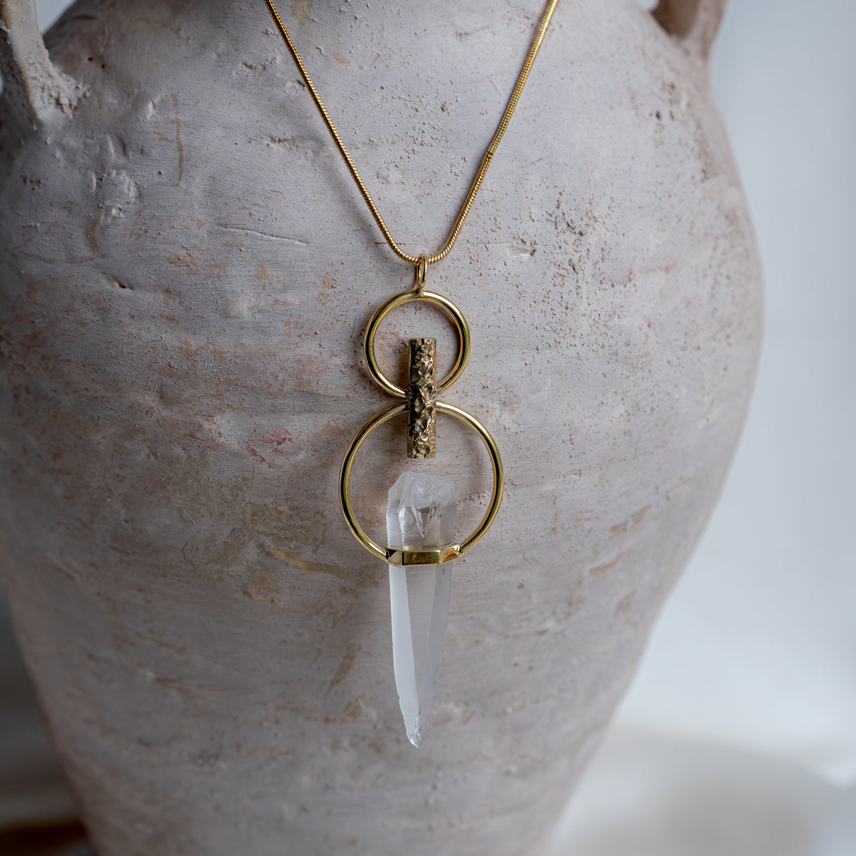 Necklace with Raw Laser Quartz