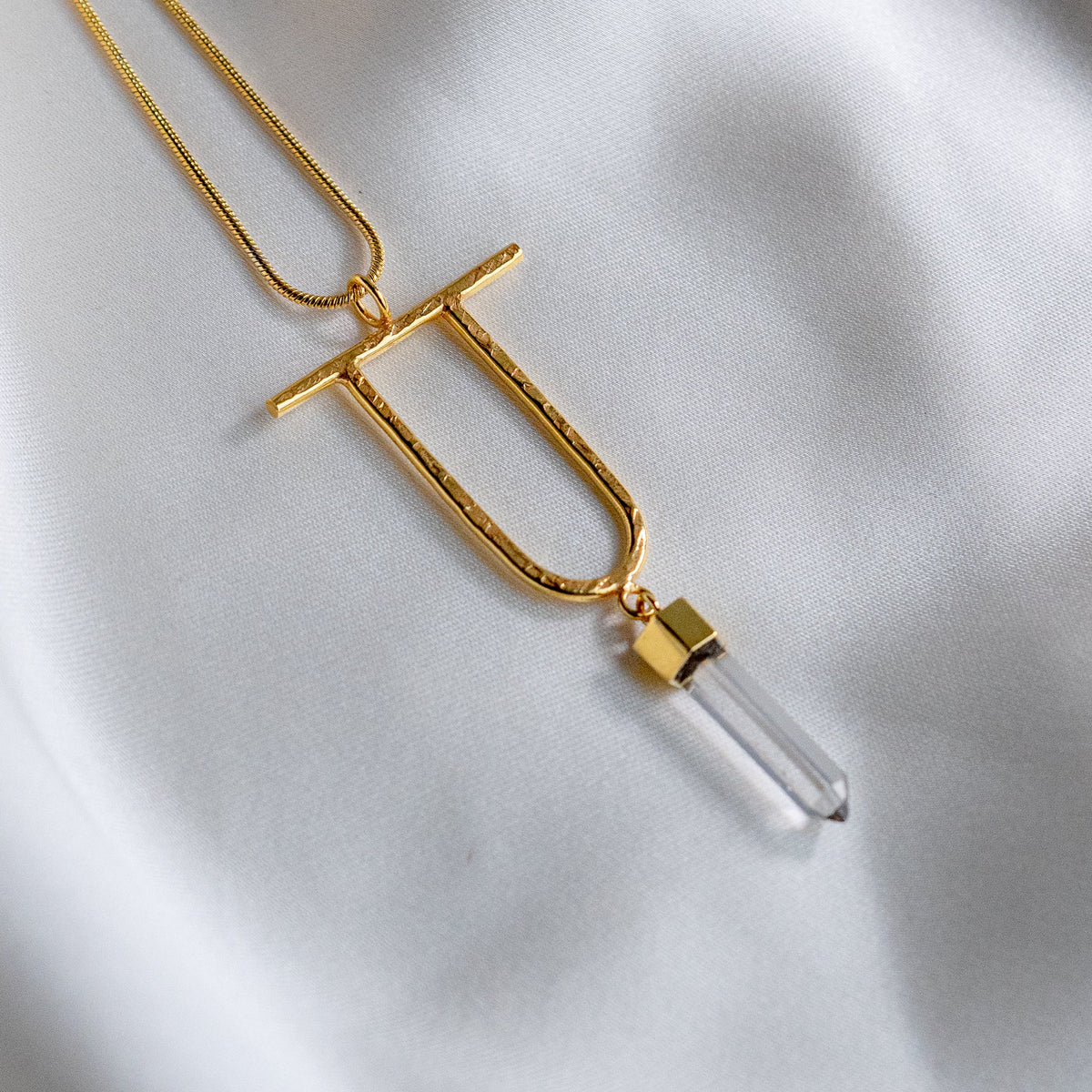 Elysia Necklace with Raw Clear Quartz
