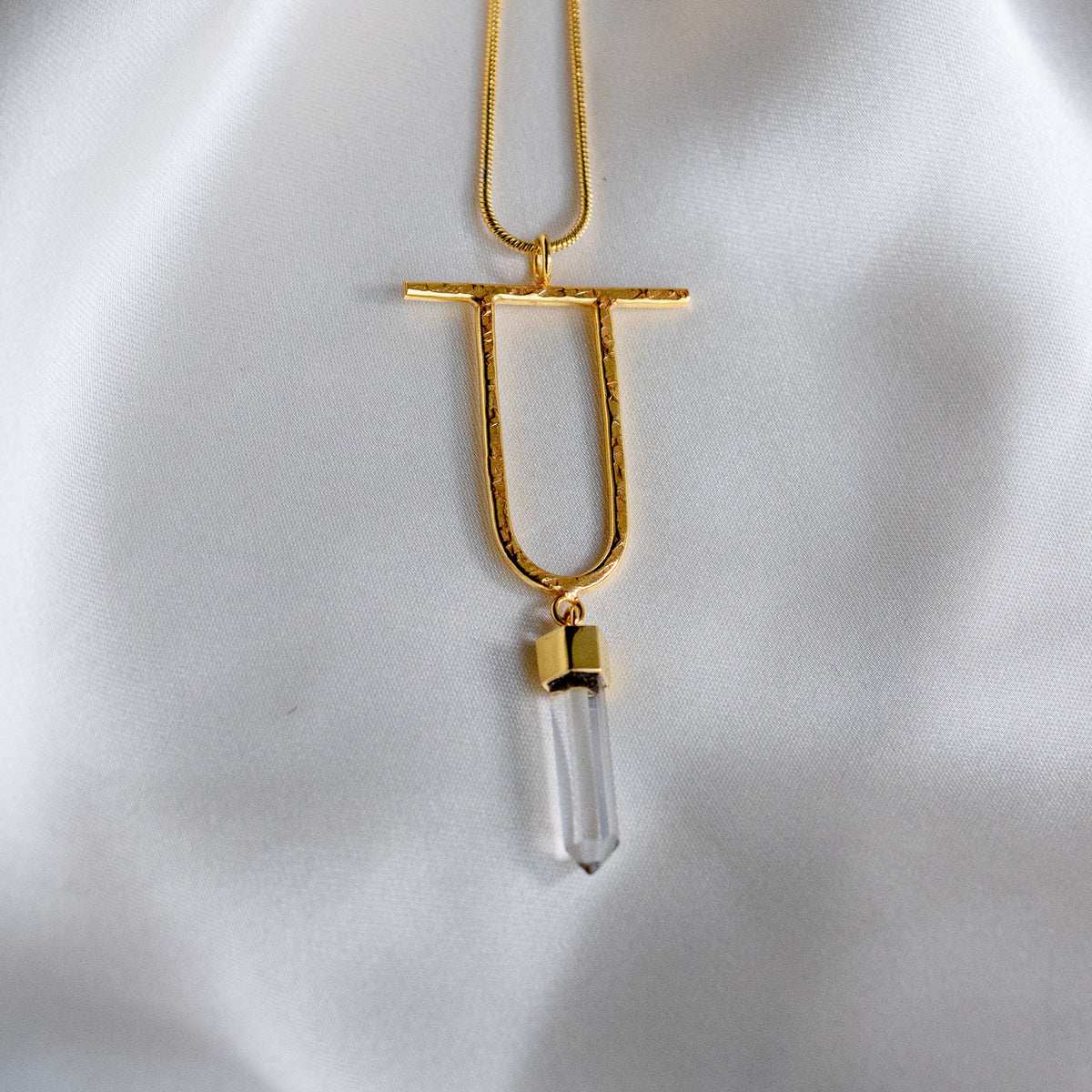 Elysia Necklace with Raw Clear Quartz