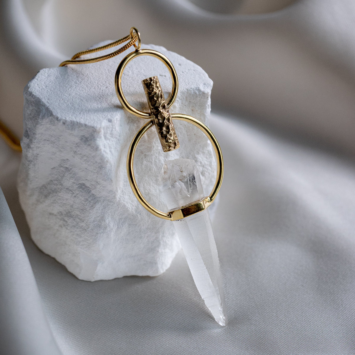 Necklace with Raw Laser Quartz